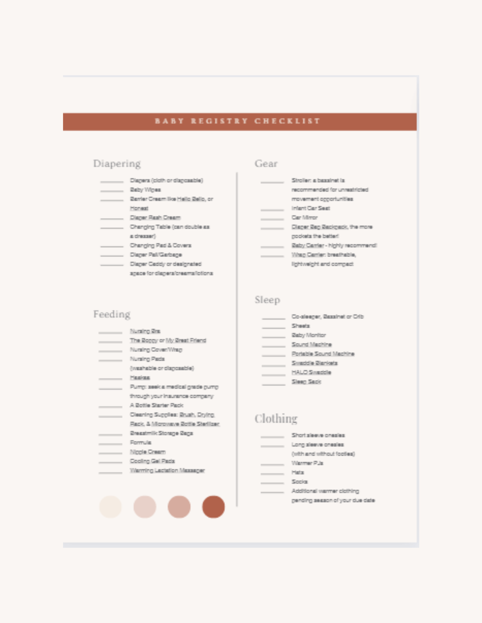 Baby registry template 2024 free